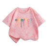Áo thun bé gái HKAM 100% Cotton Tie-Dye thời trang trẻ em ngắn tay in màu 7