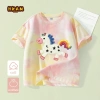 Áo thun bé gái HKAM 100% Cotton Tie‑Dye ngắn tay, in chú ngựa búp bê 120k 6