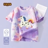 Áo thun bé gái HKAM 100% Cotton Tie‑Dye ngắn tay, in chú ngựa búp bê 120k 7