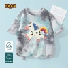 Áo thun bé gái HKAM 100% Cotton Tie‑Dye ngắn tay, in chú ngựa búp bê 120k 9