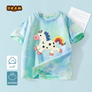 Áo thun bé gái HKAM 100% Cotton Tie‑Dye ngắn tay, in chú ngựa búp bê 120k 10 Áo thun bé gái HKAM 100% Cotton Tie‑Dye ngắn tay, in chú ngựa búp bê 120k 10