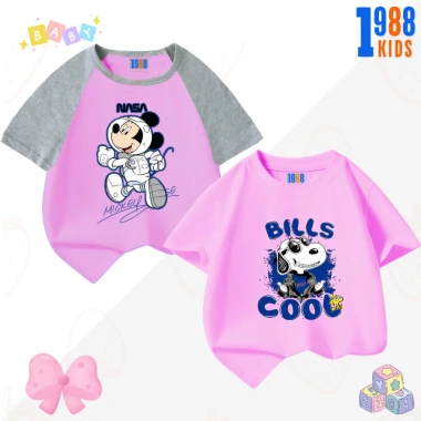 Áo thun bé gái in hình đáng yêu HT01 cotton mỏng, nhiều màu, size 15‑38kg, 90.000₫