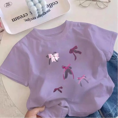Áo Thun Bé Gái In Hình Nơ Tay Ngắn Cổ Tròn Thoáng Khí Dáng Rộng - Giá 143,332₫