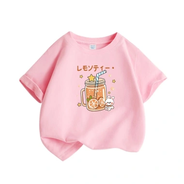 Áo thun bé gái in hình nước cam 100% cotton ngắn tay mùa hè - 89.000₫ 2