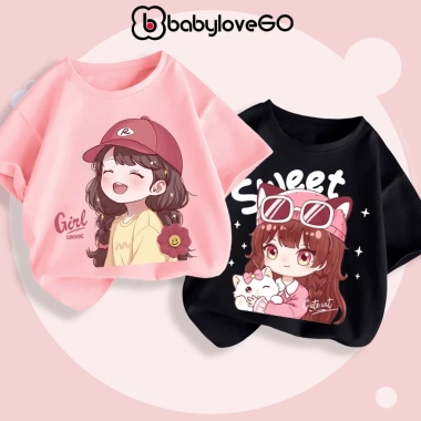 Áo thun bé gái ngắn tay BabyloveGO cotton in hình dễ thương siêu hot - Giá chỉ 119k