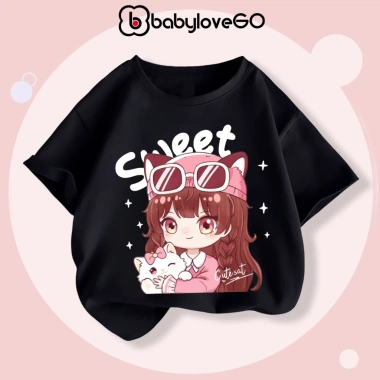 Áo thun bé gái ngắn tay BabyloveGO cotton in hình dễ thương siêu hot - Giá chỉ 119k