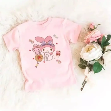 Áo thun bé gái Sanrio cotton ngắn tay, cổ tròn thoáng mát – chỉ 85.999₫