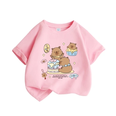 Áo thun bé gái Unisex 100% Cotton mềm mại thoáng khí in hình Capybara - Giá 85.000đ 2