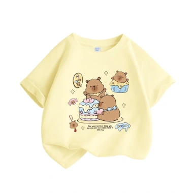 Áo thun bé gái Unisex 100% Cotton mềm mại thoáng khí in hình Capybara - Giá 85.000đ 4