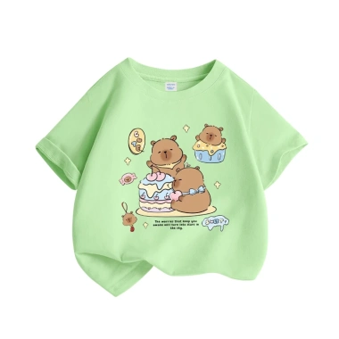 Áo thun bé gái Unisex 100% Cotton mềm mại thoáng khí in hình Capybara - Giá 85.000đ 5