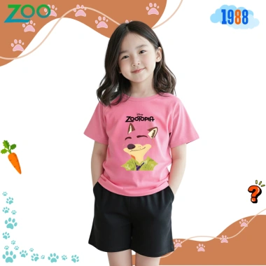 Áo thun bé gái Zootopi cotton hồng đáng yêu Mã Zoo02 - Giá 90.000 đồng