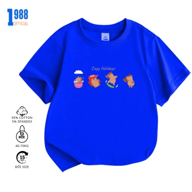 Áo thun bé in hình Capybara Holidays – Cotton thoáng mát, nhiều màu, mã TE102 2