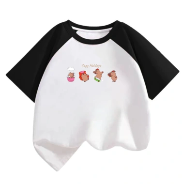Áo thun bé in hình Capybara Holidays – Cotton thoáng mát, nhiều màu, mã TE102 10