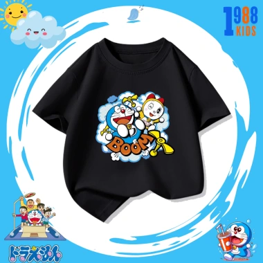Áo thun bé trai & bé gái Doraemon siêu dễ thương, màu đen cotton cao cấp - Giá chỉ 90.000 VND