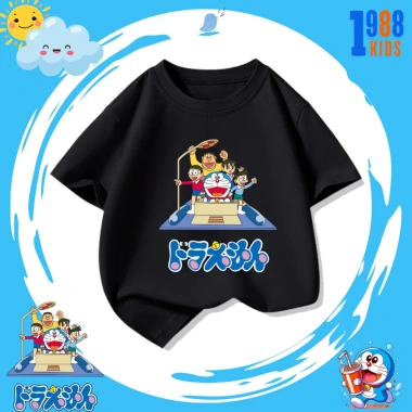 Áo thun bé trai & bé gái Doraemon siêu dễ thương, màu đen cotton cao cấp - Giá chỉ 90.000 VND