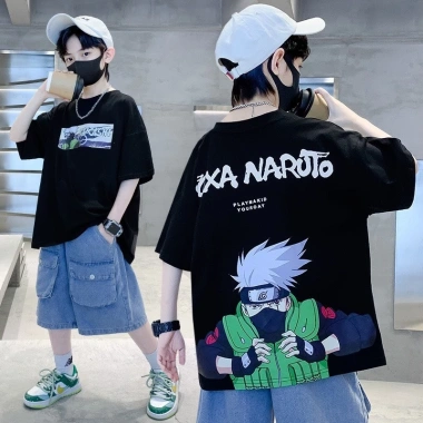 Áo thun bé trai cộc tay size 15-55kg In hình Naruto siêu ngầu giá 99.999đ
