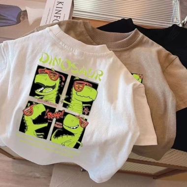Áo Thun Bé Trai Dreamy Baby In Khung Long Xanh Cá Sấu Cotton - COD Hồ Chí Minh