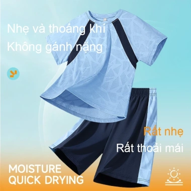 Áo thun bé trai Lưới trẻ em - Bộ đồ màu tương phản khô nhanh, thoáng khí, 240.000₫ 3