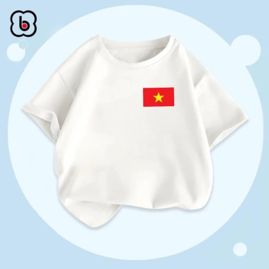 Áo thun bé Việt Nam cờ đỏ sao vàng cotton mềm mịn, siêu nhẹ thoáng mát, size đa dạng, cho bé yêu, thời trang ngày lễ, giảm giá 109k - BabyloveGO