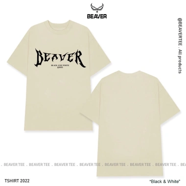 Áo thun Beaver màu kem tay lỡ form rộng unisex - Local Brand, Freeship, chỉ 225k 2