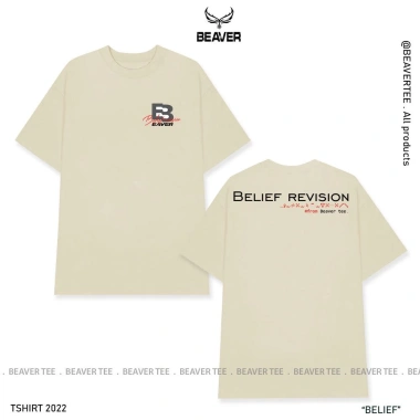 Áo thun Beaver màu kem tay lỡ form rộng unisex - Local Brand, Freeship, chỉ 225k 3