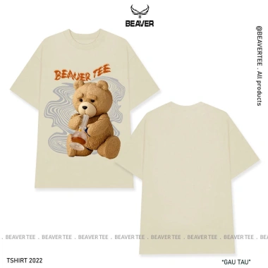 Áo thun Beaver màu kem tay lỡ form rộng unisex - Local Brand, Freeship, chỉ 225k 5
