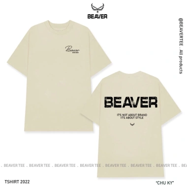 Áo thun Beaver màu kem tay lỡ form rộng unisex - Local Brand, Freeship, chỉ 225k 7