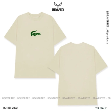Áo thun Beaver màu kem tay lỡ form rộng unisex - Local Brand, Freeship, chỉ 225k 8