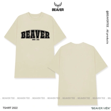 Áo thun Beaver màu kem tay lỡ form rộng unisex - Local Brand, Freeship, chỉ 225k 10