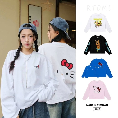 Áo Thun Boxy Tay Dài 380Gsm Cotton Co Giãn Thoáng Mát Cổ Tròn In Mix 119.999₫