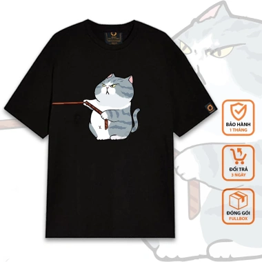 Áo thun cặp đôi in hình Chó Mèo kéo dây siêu dễ thương – Unisex Nam Nữ, chỉ 155k