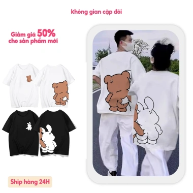 Áo thun cặp đôi thiết kế độc đáo mùa hè cotton, giá 124.200đ, giao hàng nhanh