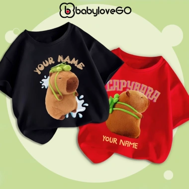 Ao thun Capybara in tên tùy chỉnh cho bé trai, bé gái BabyloveGO - Giá 115k
