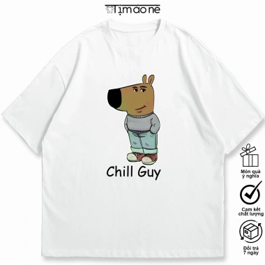 Áo Thun Chill Guy Chill Girl Oversize 100% Cotton Hài Hước Meme Công Sở Nam Nữ 2