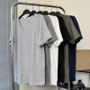 Áo Thun Cổ Rộng Nam Nữ Basic Cotton Tay Ngắn Slimfit Đen Trắng Giá 105k 2