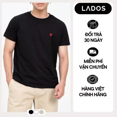 Áo thun cổ tròn ngắn tay thêu sói LADOS-9.234 100% cotton siêu mát, thấm hút mồ hôi - 144.000₫