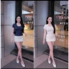Áo Thun Cổ U Vuông Dáng Dài Ôm Body Chất Tăm Hàn - Giá 18.000đ Giảm Sốc