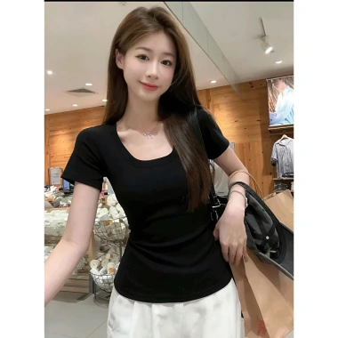 Áo Thun Cổ U Vuông Dáng Dài Ôm Body Chất Tăm Hàn - Giá 18.000đ Giảm Sốc 3