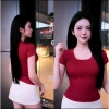 Áo Thun Cổ U Vuông Dáng Dài Ôm Body Chất Tăm Hàn - Giá 18.000đ Giảm Sốc 6