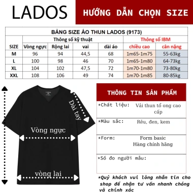 Áo thun cổ V ngắn tay LADOS-9.173 vải tổ ong nhí trẻ trung phong cách thanh lịch, dễ phối, điểm nhấn giá ưu đãi 126.000 VND cho mọi dịp