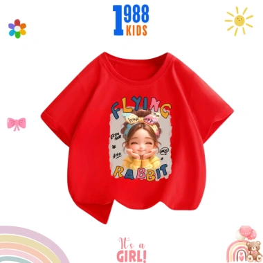 Áo thun cộc tay bé gái Flying Rabbit đa màu cotton thoáng mát co giãn tốt - 90.000đ 5