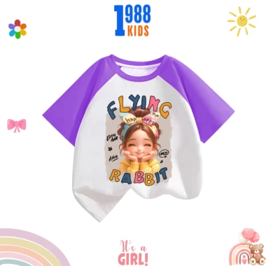 Áo thun cộc tay bé gái Flying Rabbit đa màu cotton thoáng mát co giãn tốt - 90.000đ 8