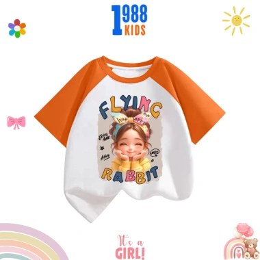 Áo thun cộc tay bé gái Flying Rabbit đa màu cotton thoáng mát co giãn tốt - 90.000đ 9