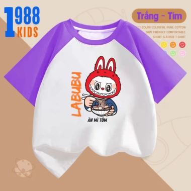 Áo thun cộc tay LABUBU ăn mì cho bé - cotton mềm mịn, thoáng mát, chỉ 108.000đ 9