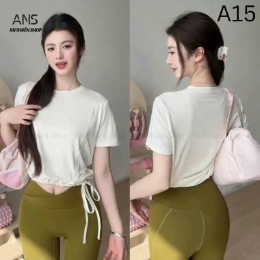 Áo Thun Cộc Tay Rút Dây AN NHIÊN SHOP Cotton Thoáng Mát, Thấm Hút Mồ Hôi, Co Giãn 4 Chiều - 170k 3