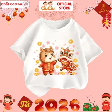 Áo Thun Cộc Tay Tết Bính Ngọ 2.026 Bé Trai & Bé Gái - CIUCIU KID Cotton Co Dãn, Mềm Mát 5