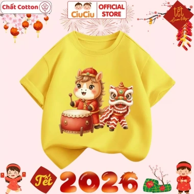Áo Thun Cộc Tay Tết Bính Ngọ 2.026 Bé Trai & Bé Gái - CIUCIU KID Cotton Co Dãn, Mềm Mát 7