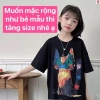 Áo thun cotton bé gái 19-52kg họa tiết mèo loang cá tính đi học đi chơi giảm còn 99.000₫ 3