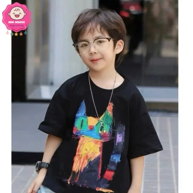 Áo thun cotton bé gái 19-52kg họa tiết mèo loang cá tính đi học đi chơi giảm còn 99.000₫