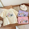 Áo thun cotton hữu cơ bé gái tay ngắn in hoạt hình mùa hè Hàn Quốc - 97.236đ 2